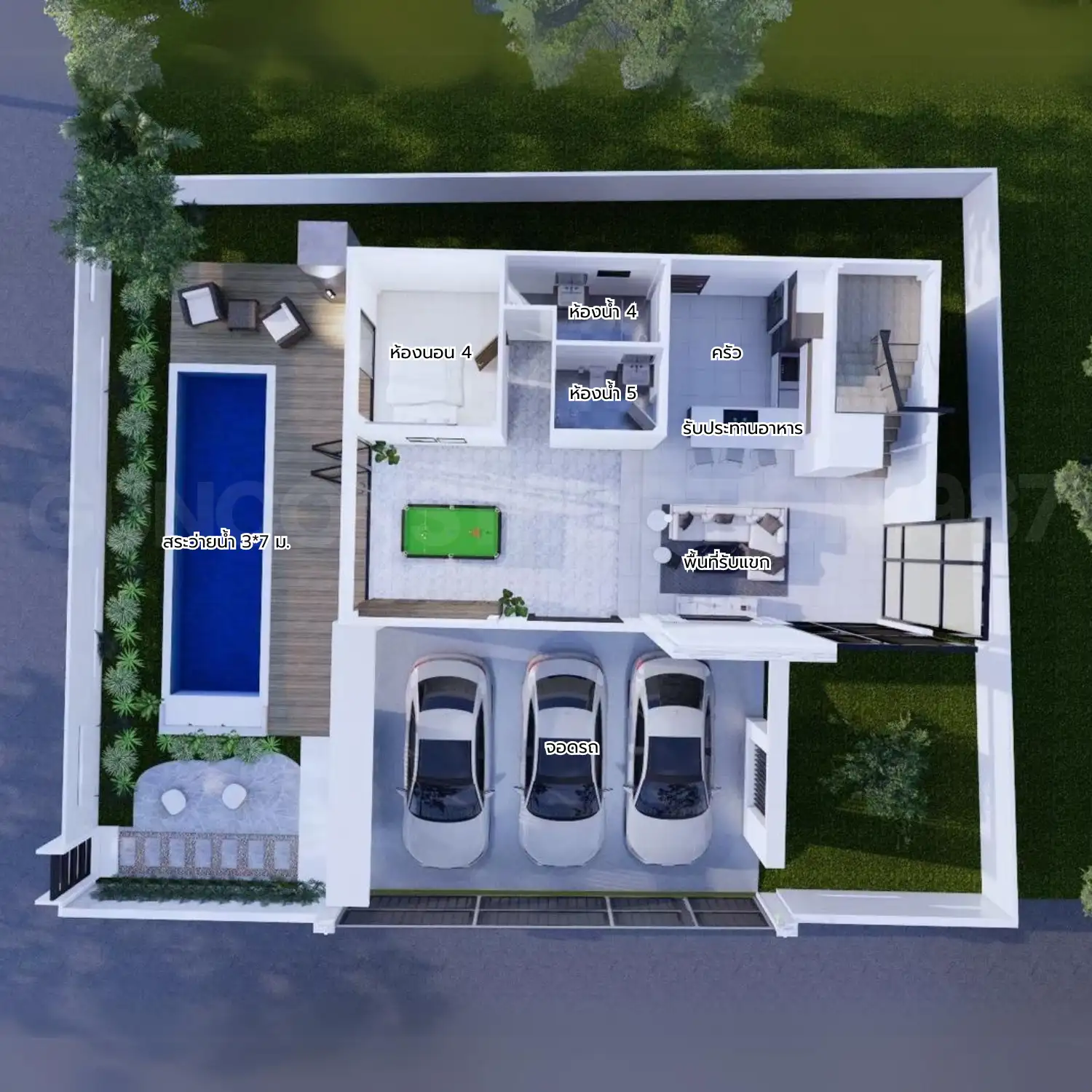 แปลนชั้น 1 Plan 07 Modern Pool Villa